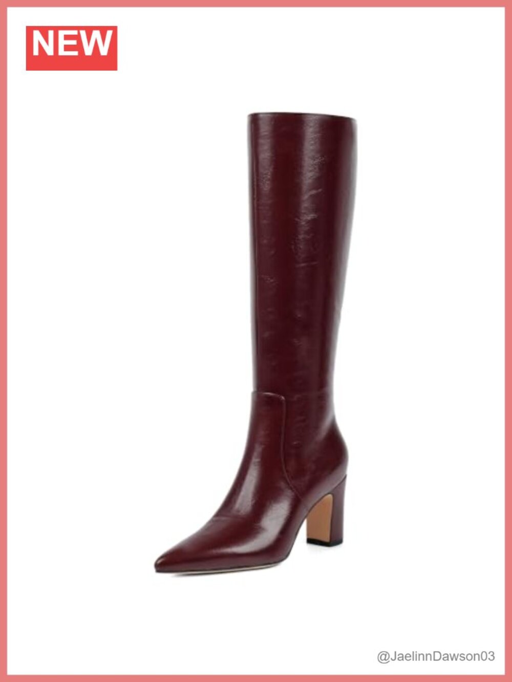 Faux Leather Knee High Boots Pointed Toe Chunky Heel Tall Boots